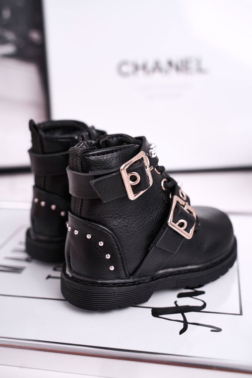 Dziecięce Botki Ocieplone Futerkiem Czarne Mary