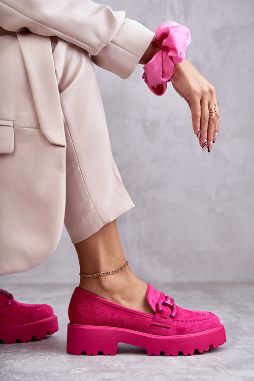 Damskie Zamszowe Półbuty Na Platformie Różowe Gunn
