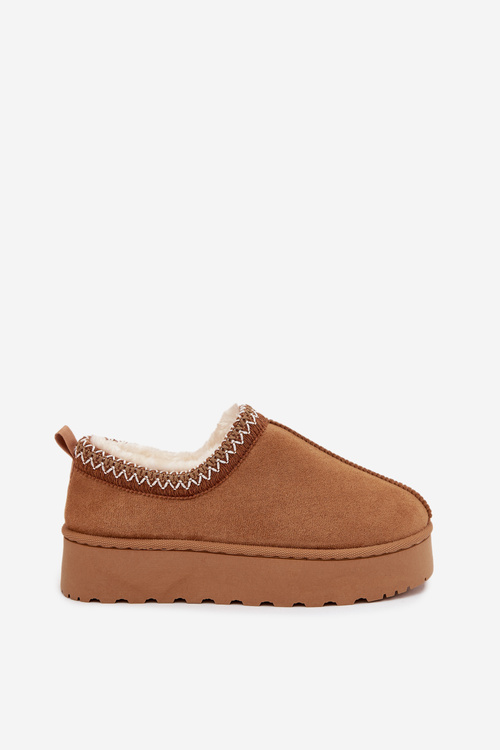 Śniegowce Niskie Damskie Z Haftem Na Platformie Camel Taliah