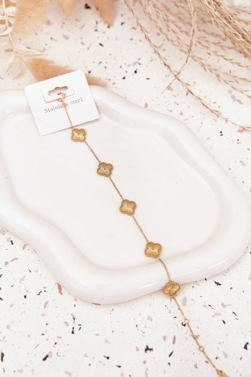 Bransoletka Ze Stali Nierdzewnej Z Kwiatuszkami Złota