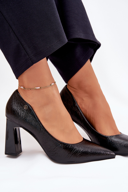 Czółenka Damskie Na Słupku Vinceza 62252 Czarne