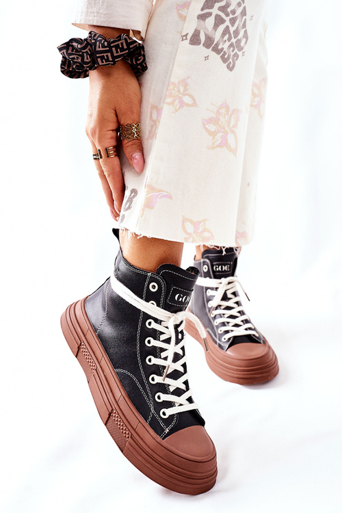 Damskie Ocieplane Trampki GOE Wysokie II2N4033 Czarne