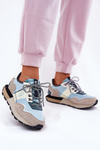 Zamszowe Sneakersy Damskie Big Star RR274245 HI-POLY SYSTEM Szaro-Niebieskie