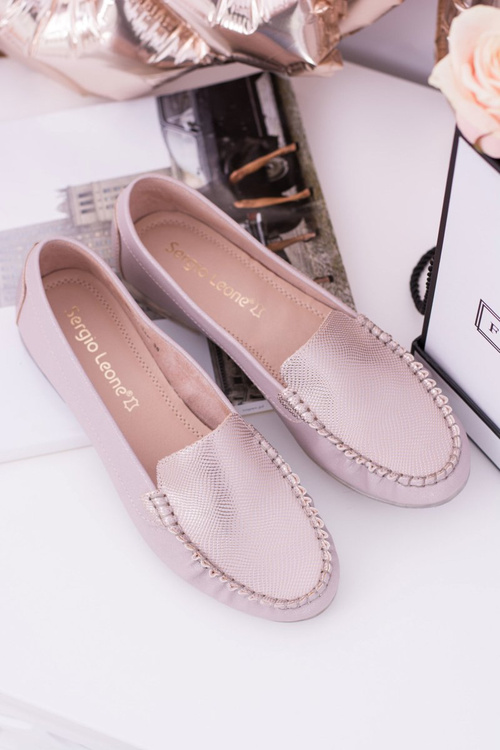 Sergio Leone Mokasyny Damskie Różowe Irmany