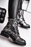 Botki Damskie Skórzane Trzewiki Maciejka Kwiaty 04869-38