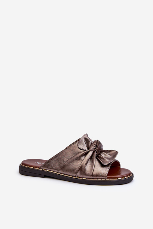 Klapki Damskie Na Płaskim Obcasie Miedziane Nelvira