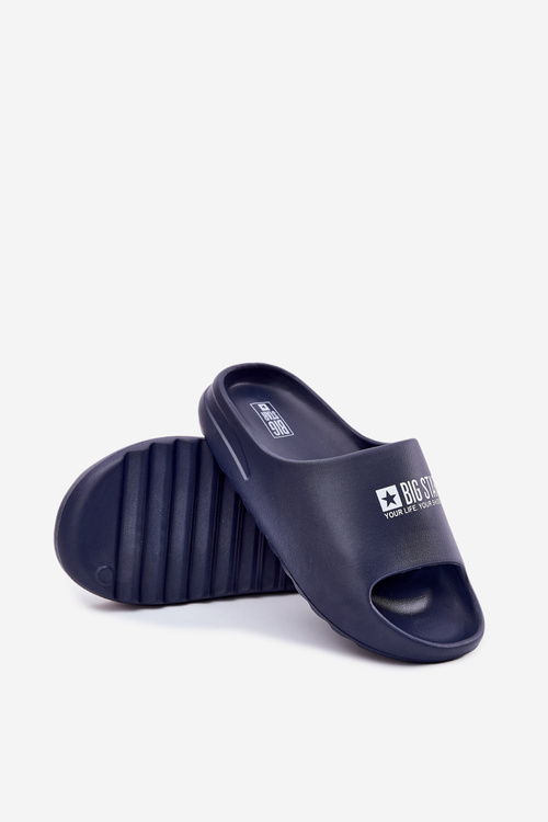 Piankowe Klapki Męskie Z Logo Big Star RR174A014 Granatowe