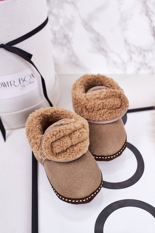 Dziecięce Ocieplane Papcie Z Kożuszkiem Beżowe Cloudlet