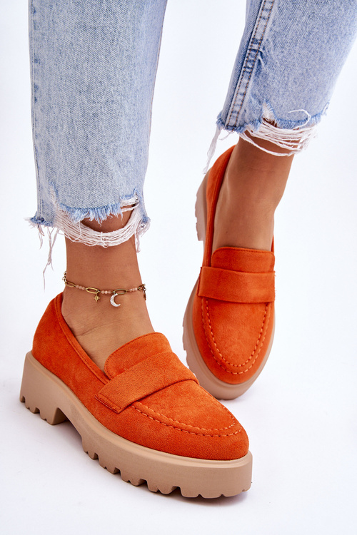 Klasyczne Zamszowe Półbuty Mokasyny Pomarańczowe Corrin