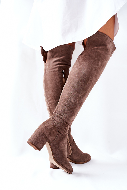 Zamszowe Kozaki Brązowe Nicole 2582