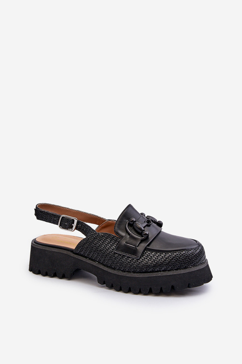 Sandały Damskie Na Płaskim Obcasie Z Ozdobą Czarne D&A MR38-656