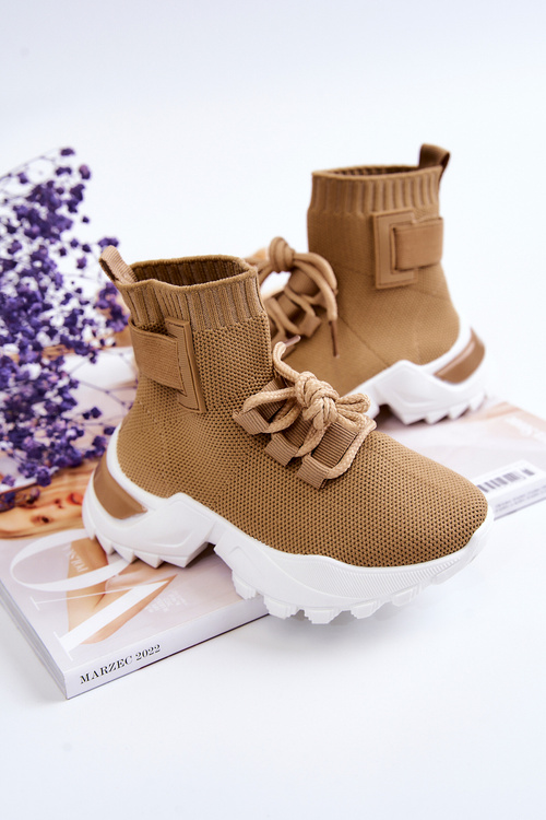 Dziecięce Buty Sportowe Wysoka Skarpeta Beżowe Nickie