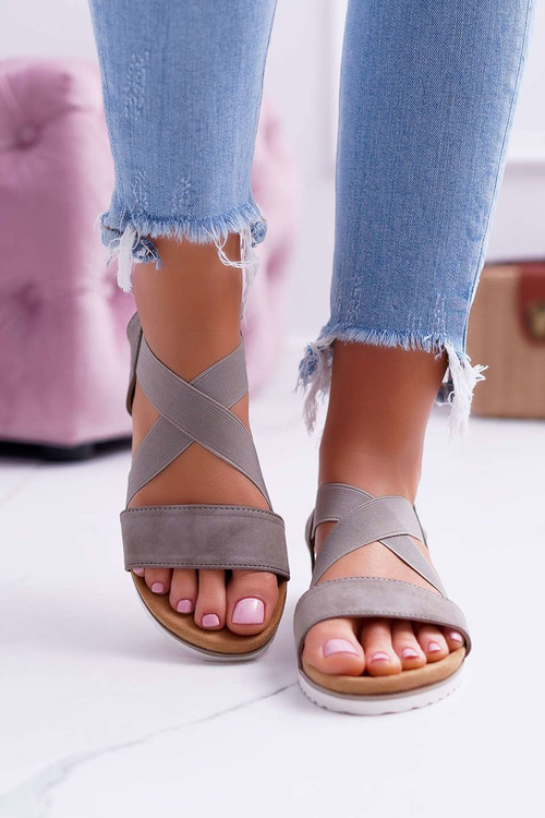 Sandały Damskie Z Gumkami Khaki Itako