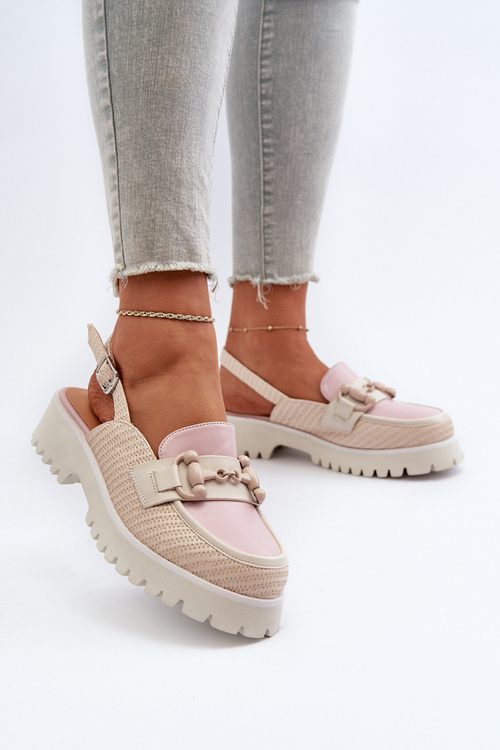 Sandały Damskie Na Płaskim Obcasie Z Ozdobą Beżowe D&A MR38-656