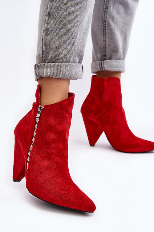 Asymetryczne Botki Na Obcasie Lu Boo Czerwone