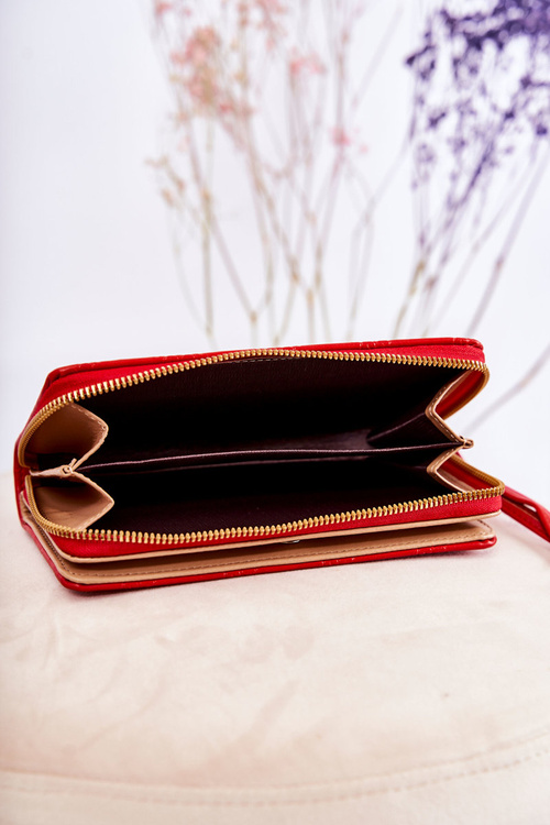 Damski Duży Portfel Z Ozdobą Czerwony Fabio