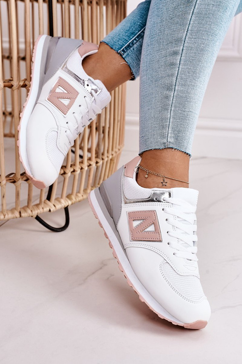 Damskie Sportowe Buty Sneakersy Biało-Różowe Last Minute