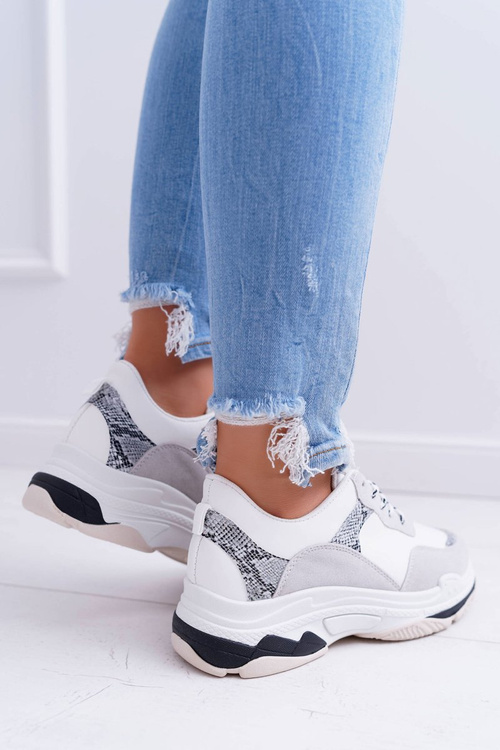 Sportowe Damskie Buty Gruba Podeszwa Białe Remember