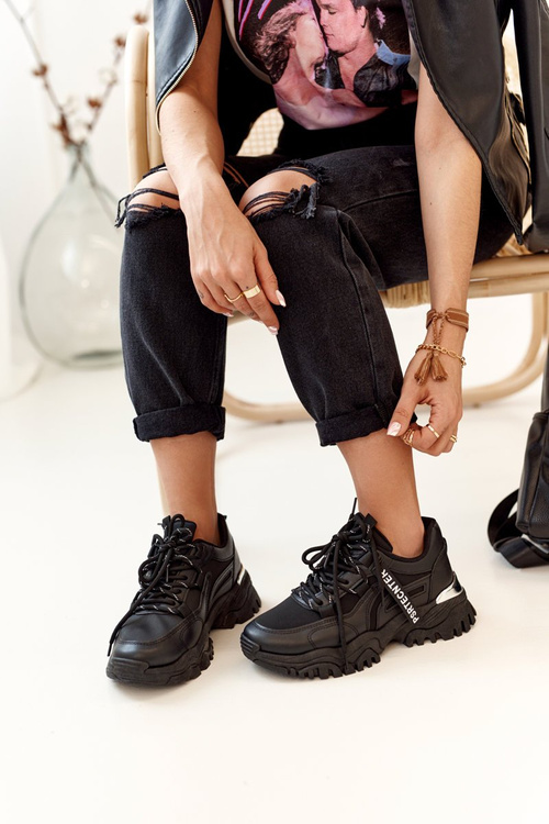 Damskie Sneakersy Na Masywnej Podeszwie Czarne Chunky