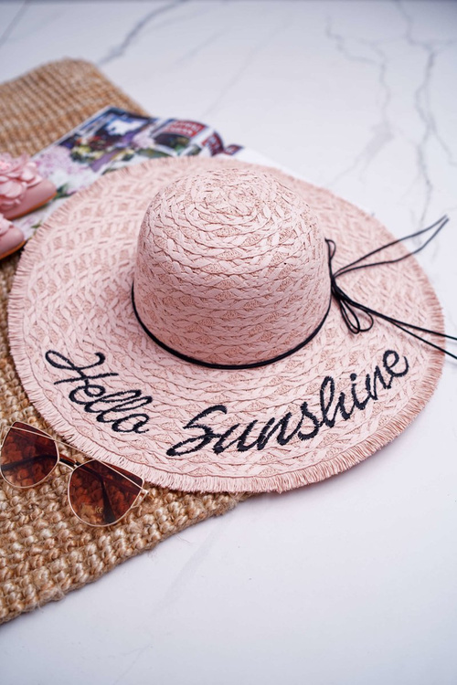 Słomiany Kapelusz BRUNO ROSSI Hello Sunshine Różowy