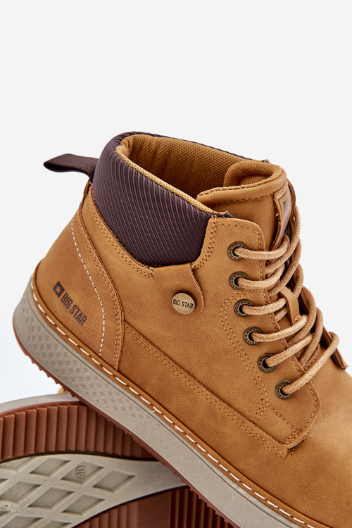 Sznurowane Botki Męskie Big Star OO174561 Hi-Poly System Camel