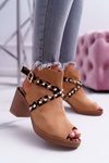 Sandały Damskie Na Słupku Lu Boo Z Cholewką Camel 318-30 Fiode
