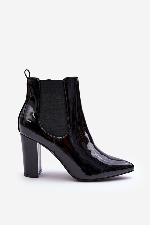 Lakierowane Botki Na Słupku Czarne Evita