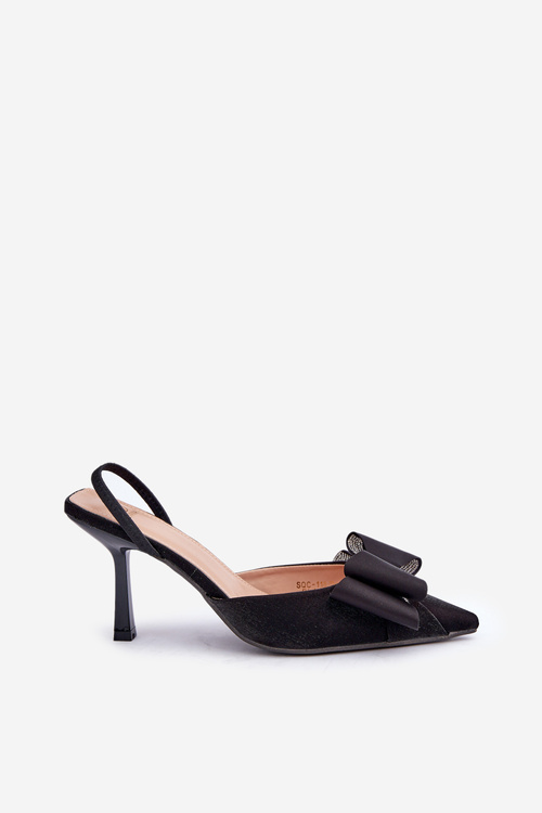 Materiałowe Szpilki Z Kokardą Czarne Selatea