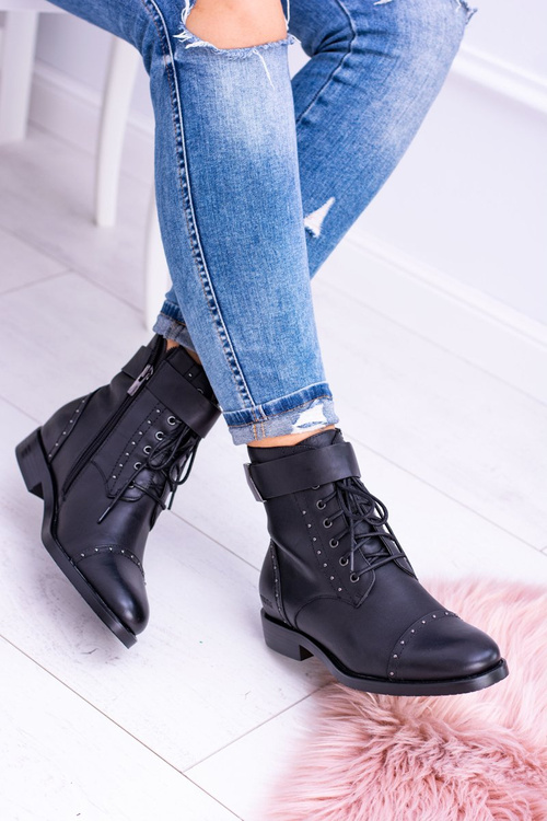 BIG STAR WYSOKIE BOTKI SZTYBLETY SKÓRZANE BB274612