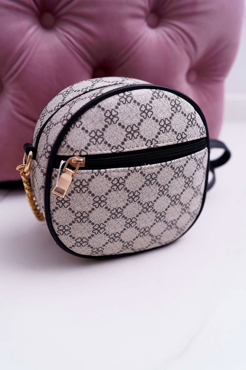 Torebka Kuferek Okrągły Beżowo Czarna