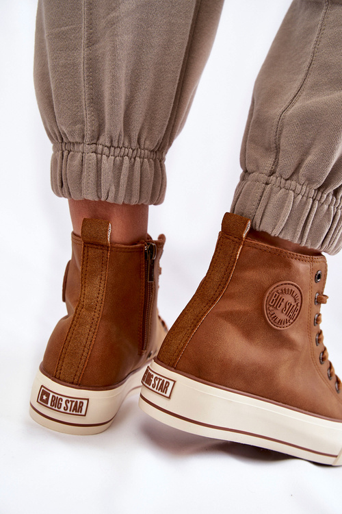 Damskie Wysokie Ocieplane Trampki Big Star KK274171 Brązowe