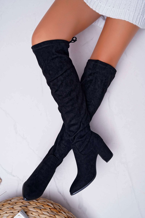 Kozaki Damskie Na Słupku Czarne Estredos