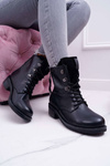 Damskie Botki Workery Big Star Skórzane Czarne EE274506