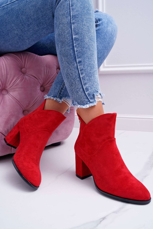 Botki Damskie Na Obcasie Sergio Leone Czerwone BT525