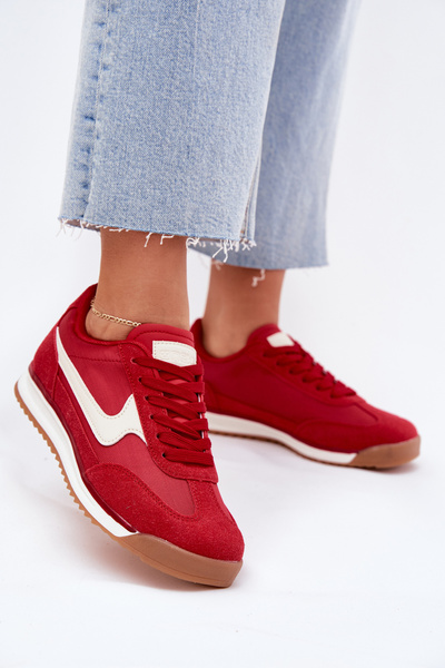 Buty Sportowe Sneakersy Damskie Czerwone Zerina