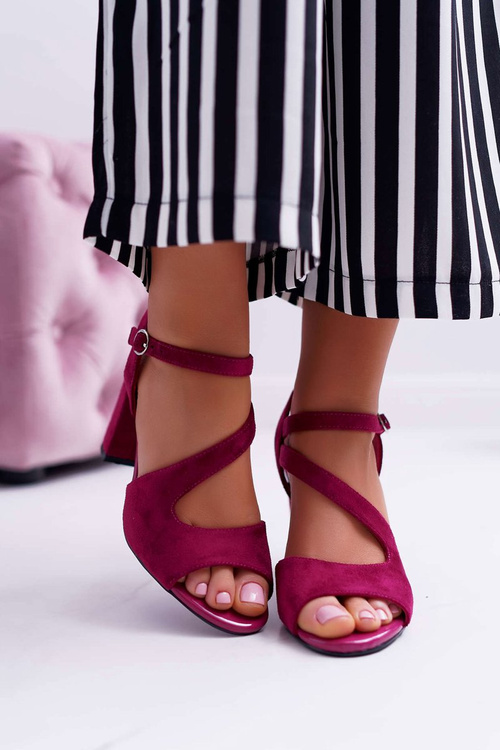 Sandały Damskie Na Słupku Sergio Leone SK868 Fuksja Zamsz Mersi