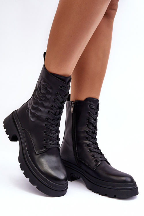 Ocieplane Skórzane Workery Botki S.Barski MR870-25 Czarne