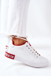 Damskie Skórzane Tenisówki BIG STAR II274032 Biało-Czerwone