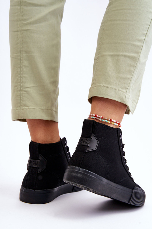 Damskie Wysokie Trampki Materiałowe Big Star LL274444 Czarne