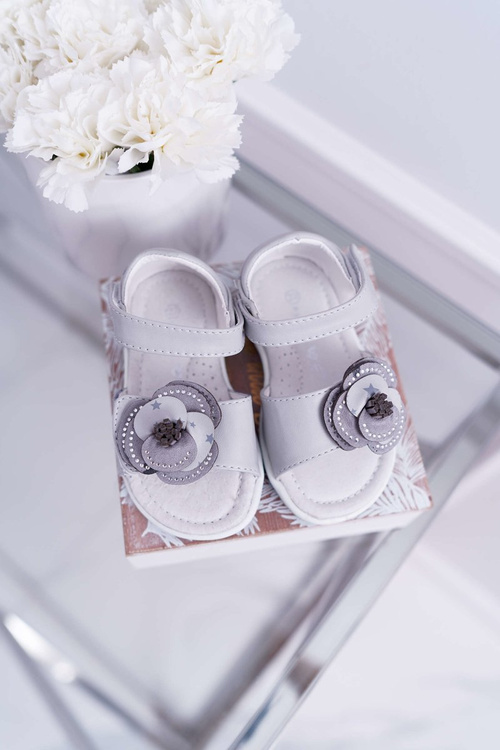 Dziecięce Sandały Na Rzepy Dla Dziewczynki Szare Flamenko