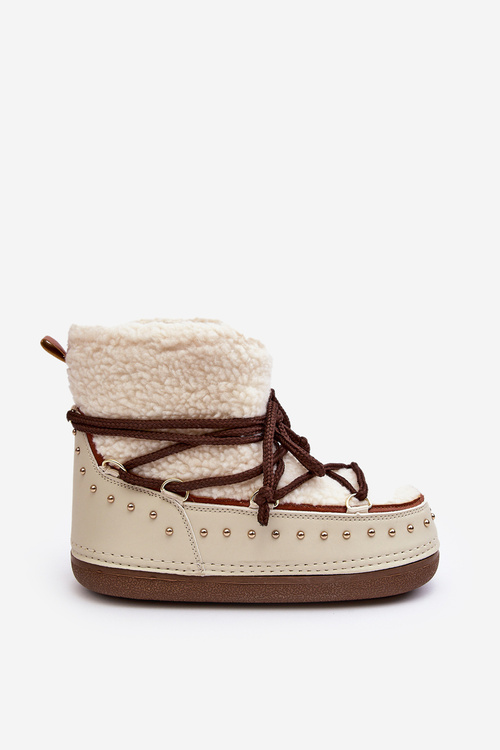 Damskie Ocieplane Śniegowce Beżowe Rohes