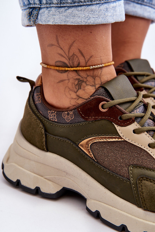 Sznurowane Buty Sportowe Na Platformie Zielone Escape