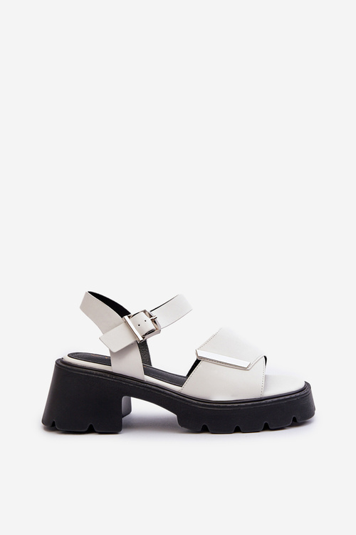 Sandały Damskie Z Eko Skóry Na Obcasie I Platformie Vinceza 36257 Biały