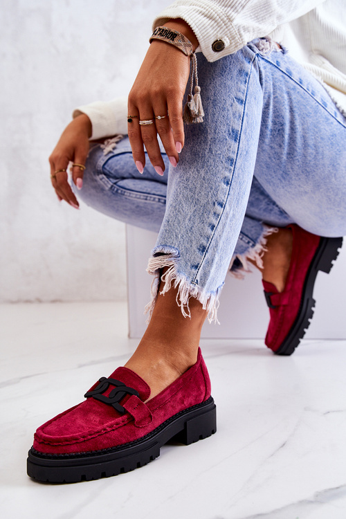 Zamszowe Półbuty Loafery Z Ozdobą La.Fi 210031FU-SU Fuksja