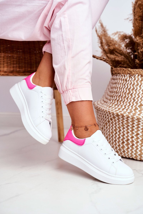Sportowe Damskie Buty Lu Boo Białe Fuksja Zapiętek Matilda