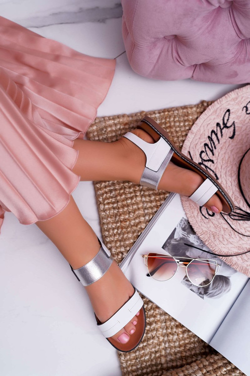 Sandały Damskie Płaskie Sergio Leone SK014 Białe Agrina