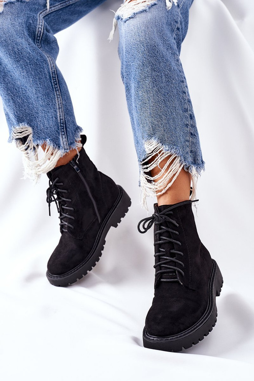 Botki Zamszowe Zamek Czarne Belados