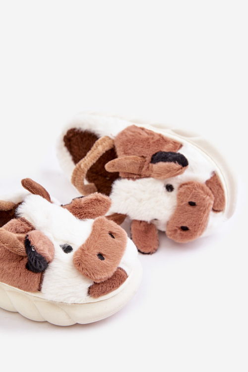 Dziecięce Futrzane Kapcie Z Motywem Krowy Brązowe Tamorrin
