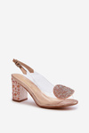 Sandały Transparentne Na Słupku Różowe Złoto D&A MR38-812