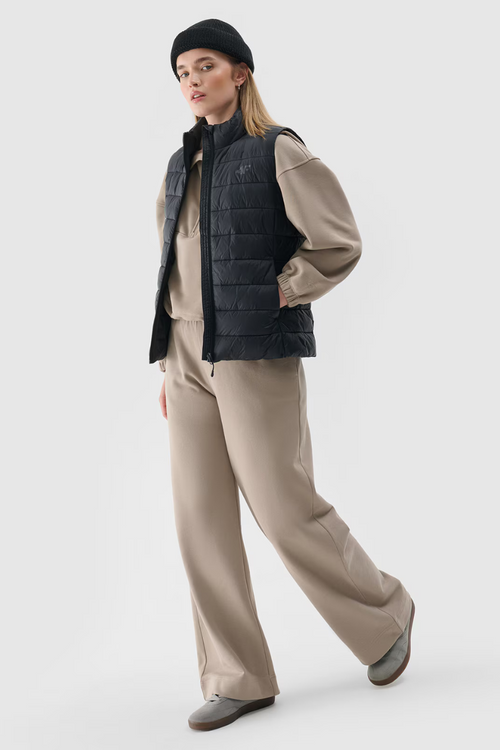 Bezrękawnik Damski Puchowy Ze Stójką 4F 4FWAW24TVJAF139-20S Czarny